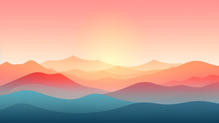 Obraz premium Digital sunset flat illustration graphic poster background