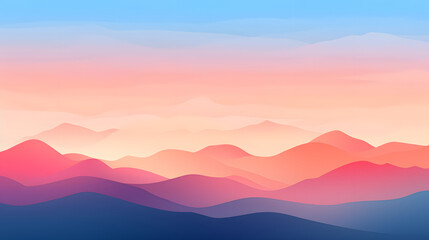 Obraz premium Digital sunset flat illustration graphic poster background