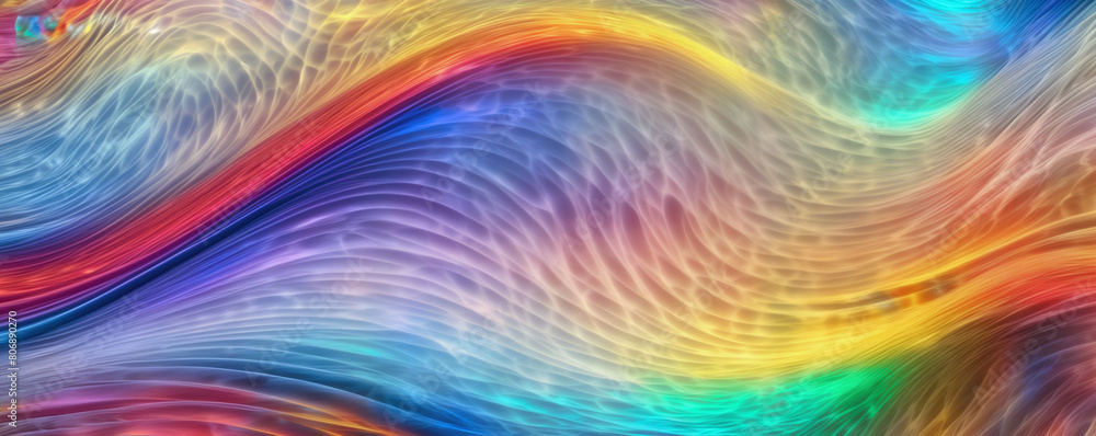 Aufkleber this image features a colorful abstract painting with wavy brushstrokes in a rainbow of colors - gen