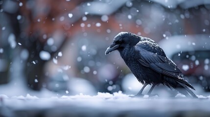 Fototapeta premium snow crow