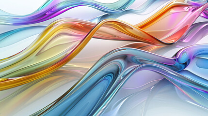  An enchanting multicolor glass wavy background set against a pristine white backdrop, showcasing the mesmerizing interplay of colors and shapes