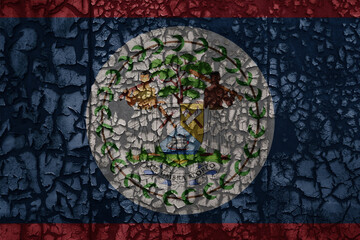 flag of belize on a old grunge metal rusty cracked wall background