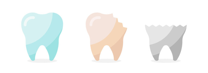 Tooth icon set. Teeth icons set. Clean teeth.