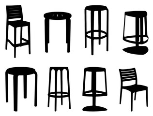 Bar stools silhouette vector art