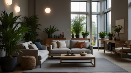 Interior Design of light and modern lounge space full.generative.ai