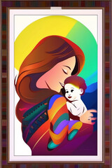 The painting of a mother with their child shows the mother's love for their child.
