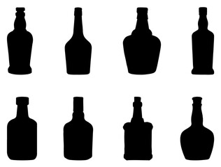 Vintage whisky bottle silhouette vector art
