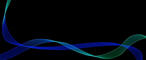 abstract blue line wave  black background.and curved caligraphic line strip.