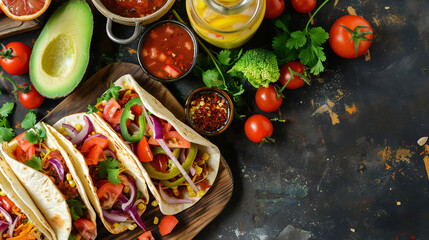 Tantalizing Taco Feast: Flavorful Fusion of Fresh Vegetables, Scrumptious Flatbread, and a Sizzling Culinary Experience
