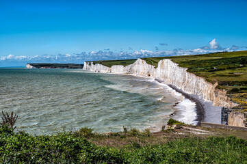 The chalk cliffs known as the Seven Sisters at Birling Gap, East Sussex, England