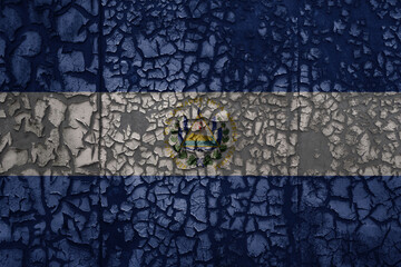 flag of el salvador on a old grunge metal rusty cracked wall background