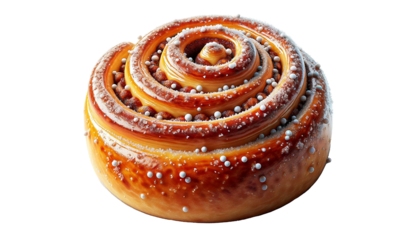 Sweet tasty bun isolated on white . swedish  bun 
