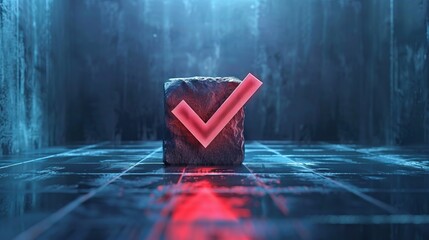 3D rendered red cross check mark icon on a negative checklist background