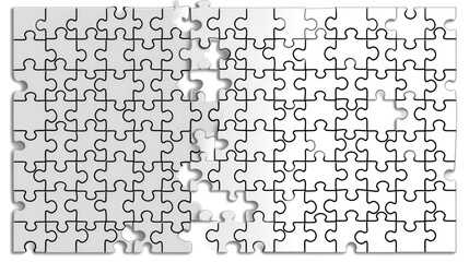White Puzzle Pieces Assembling Together, Concept of Problem Solving and Collaboration, Generative Ai

