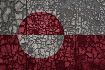 flag of greenland on a old grunge metal rusty cracked wall background