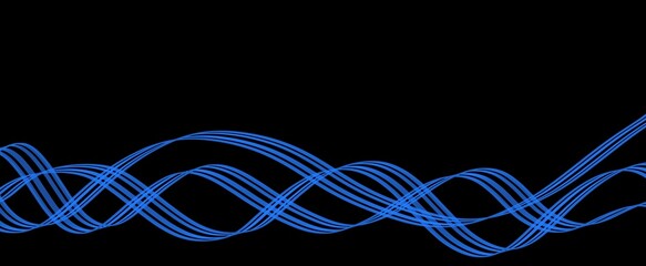 Fototapeta premium abstract blue line wave black background.and curved caligraphic line strip.
