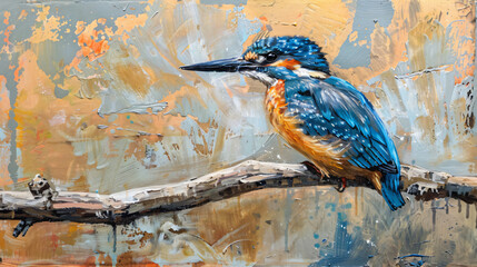 Kingfisher bird on a branch - Powered by Adobe