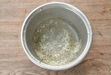rice stick in cooking pot background and texture