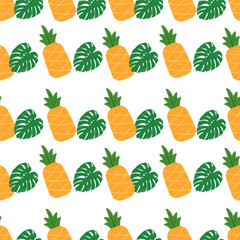 Summer fruit, tropical pineapples,  exotic wallpaper, seamless pattern