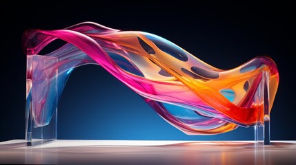 A colorful object pops against a black backdrop on a table