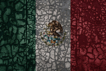 flag of mexico on a old grunge metal rusty cracked wall background