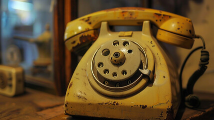 A charming vintage telephone with a happy expression, waiting for a call to brighten its day.