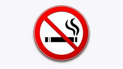 Vector illustration of a no smoking sign in red, isolated on white background