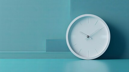 Stark 3D render of a deadline numberless clock for decarbonization, minimalist tech lab setting, urgent call to action