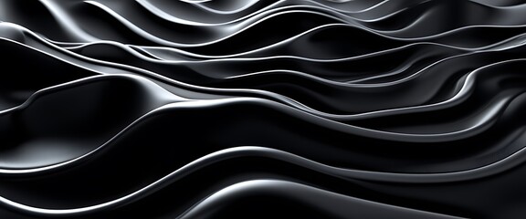 Dynamic 3D Black Waves: Futuristic Background with Abstract Shapes