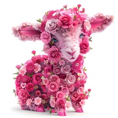 A sheep with flowers on its face and the words sheep 