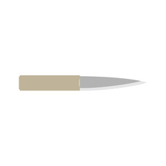 Saba-saki or Sabasaki, Japanese kitchen knife flat design vector illustration isolated on white background. A traditional Japanese kitchen knife with a steel blade and wooden handle.