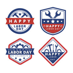 Flat design labor day label collection