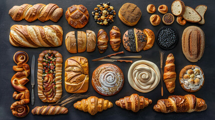 Assorted Bread and Pastries Composition - Powered by Adobe