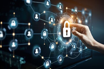 Obraz premium Enhance data security in enterprise networks with secure APIs and encryption technology, utilizing password protection and two-factor authentication for robust protection.
