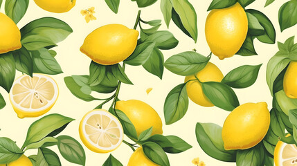 Digital yellow lemons patterns abstract graphic poster background