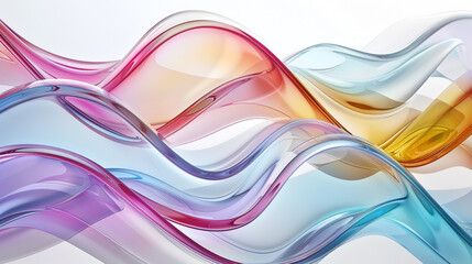 An enchanting multicolor glass wavy background set against a pristine white backdrop, showcasing the mesmerizing interplay of colors and shapes
