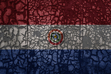 flag of paraguay on a old grunge metal rusty cracked wall background