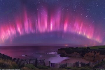 Dancing tendrils of the Aurora Australis shimmer across the night sky, casting an ethereal glow.