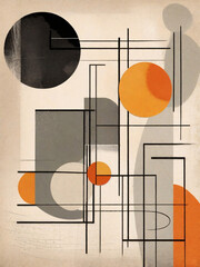 Abstract Composition: Bauhaus Blue Geometric Semi-Circles in Modern Design
