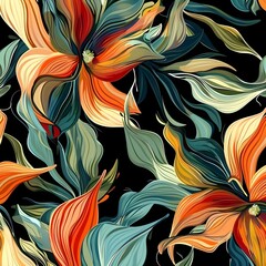 abstract seamless pattern with flowers,Multi colourful allover seamless design. Modern style design