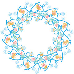 Christmas lights wreath illustration on transparent background.
