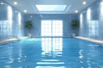 a beautiful modern swimming pool in the summer