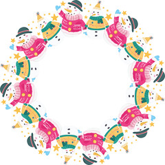 Beautiful christmas snowman wreath on transparent background.
