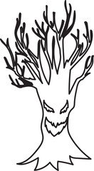 Hand drawn devil tree transparent background.
