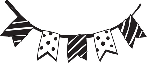 Hand drawn halloween party flags transparent background.
