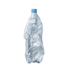 Crumpled Plastic Bottle isolated transparent, Generative AI