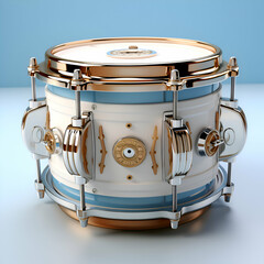 3d render of a drum set in blue background with copy space