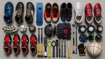 Assorted Sports Gear Representing Various Activities