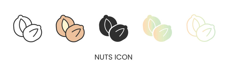 Vector nuts icon, soy icon in solid, gradient and line styles. Trendy colors. Isolated on a white background. Editable stroke