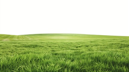 Obraz premium Photorealistic Beautiful Landscapes: Large Green Grass Field with Blue Sky
